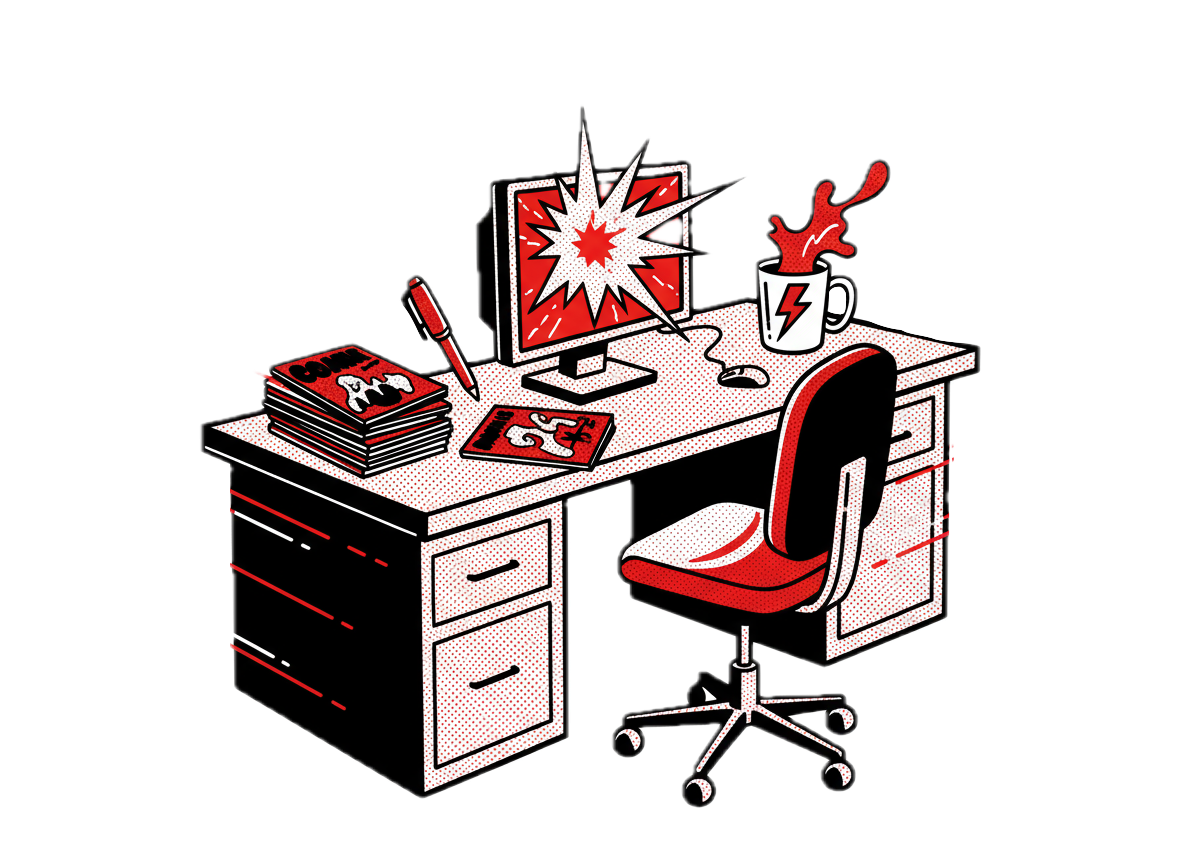 Arbeitszimmer Comic Stil