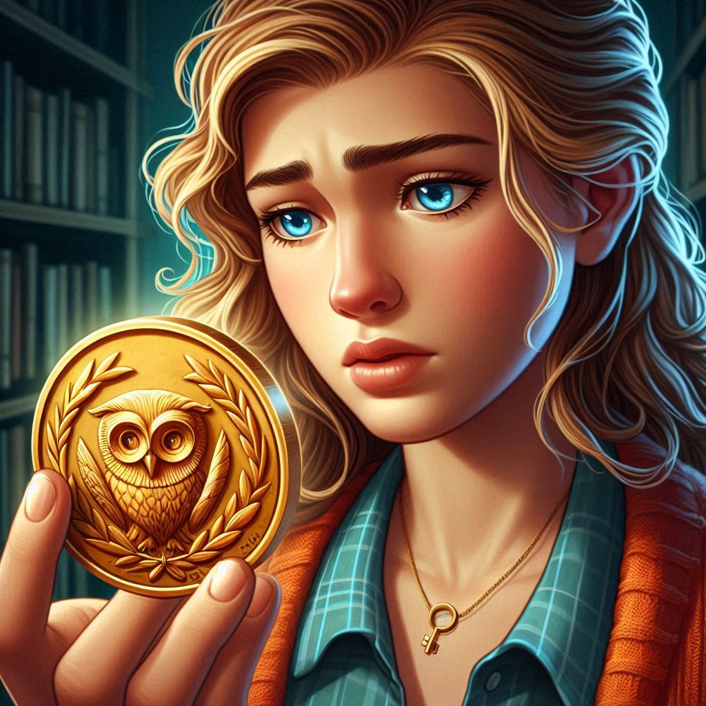AI Cover of Annabeth holding the Coin that leads to the Mark of Athena