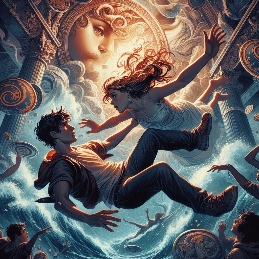 Percy and Anabeth falling into Tartarus Fanart!