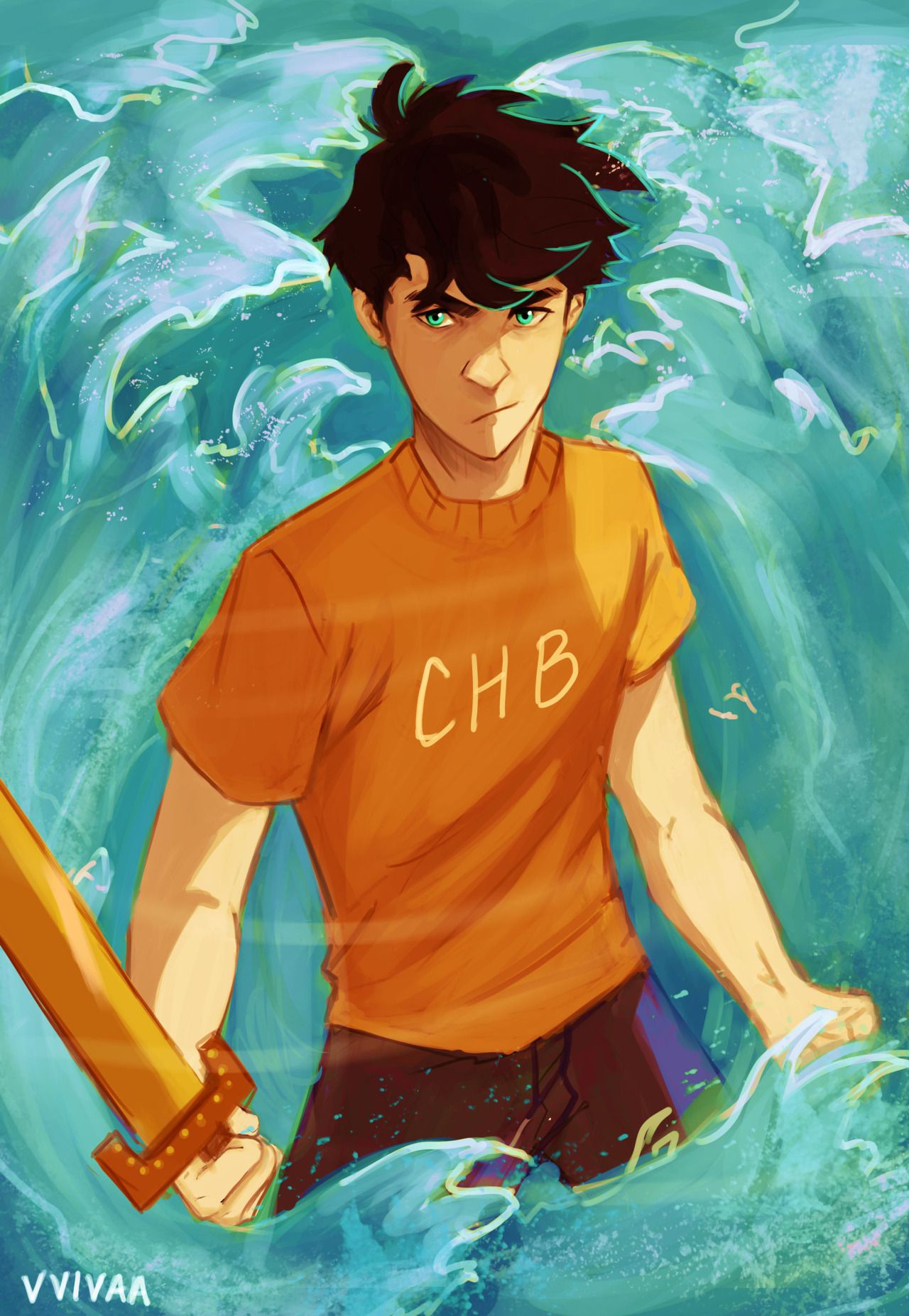 Percy wielding Anaklysmus