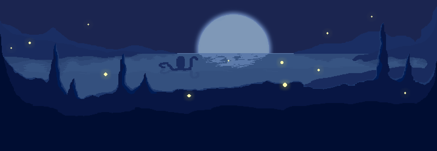 Background image of a dark blue cave