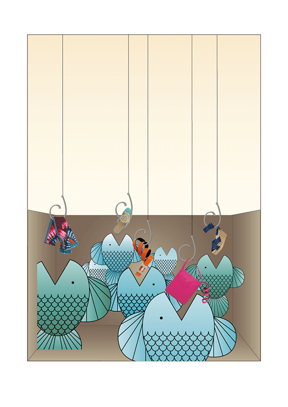 Hermes Schaufenster Illustration Braun