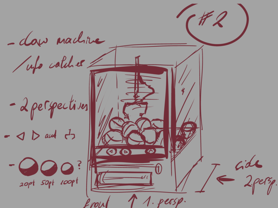 Second idea sketch of a claw-machine game.