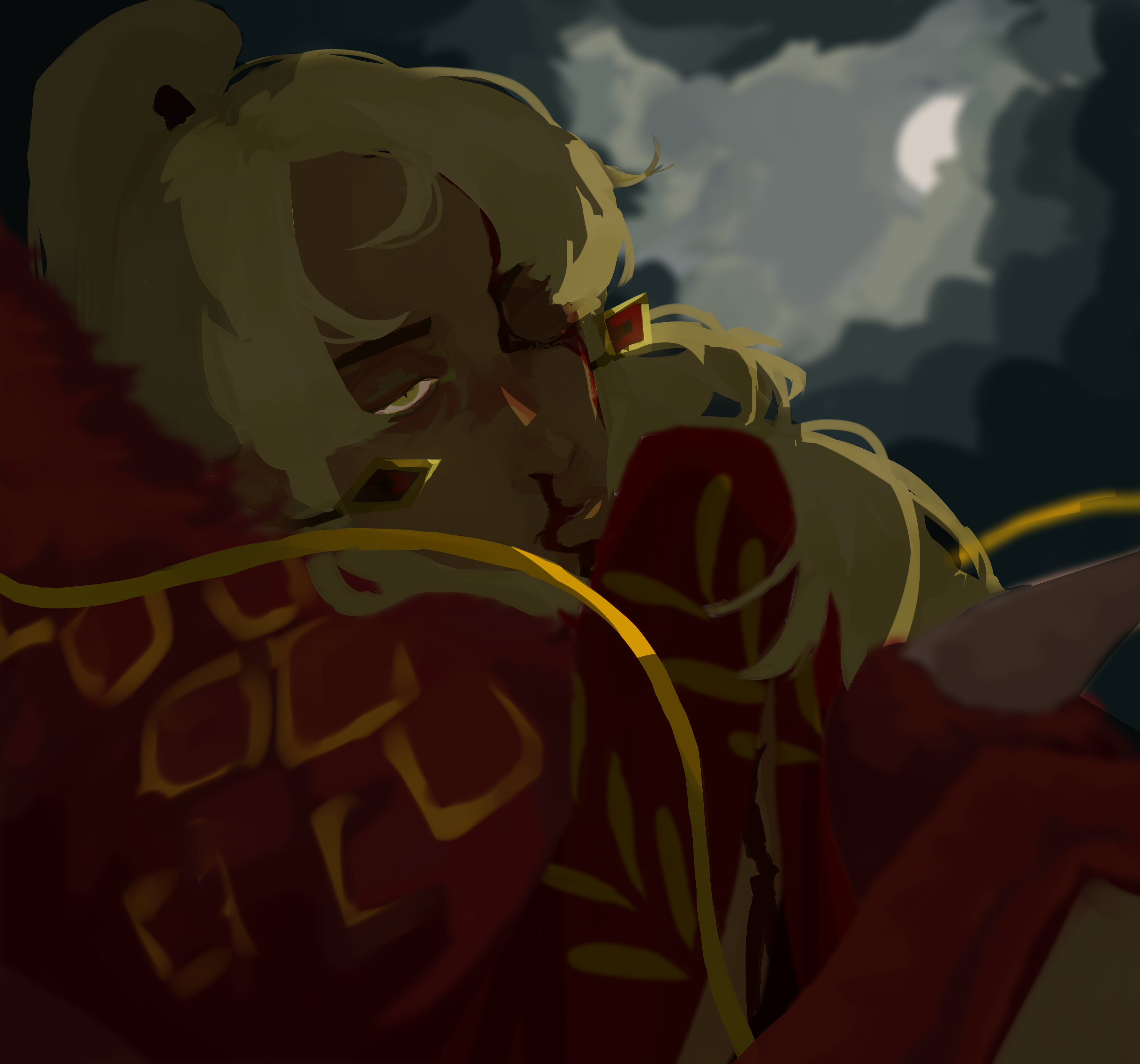 A Drawing of a Wounded Boy on a Dragon