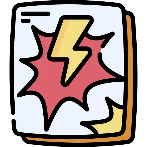 Logo: a comic book in cartoon style